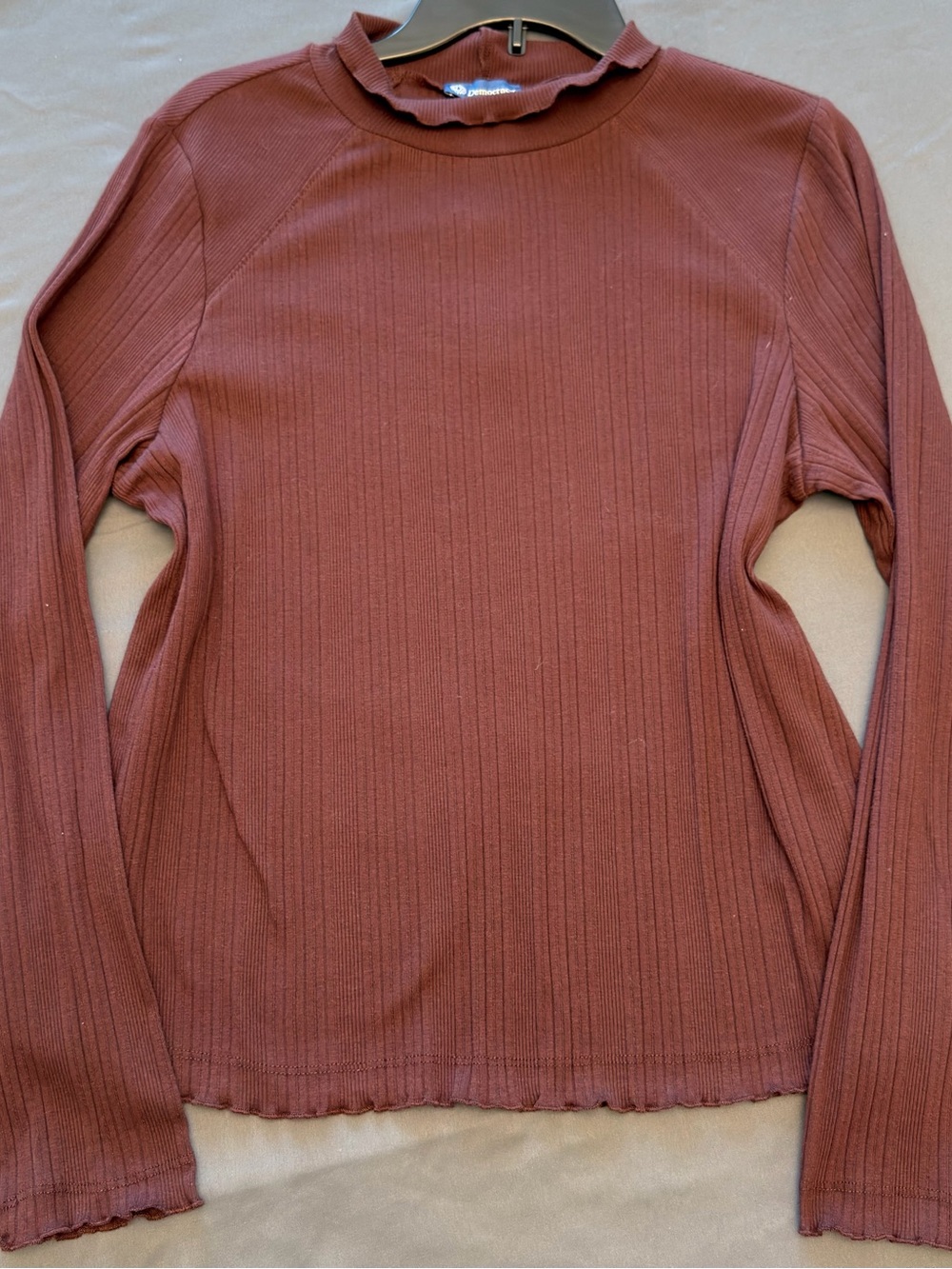 Democracy Ribbed Long-Sleeve Top in brown